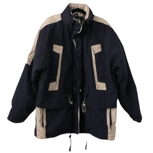 ATTRAK CASUAL WEAR Jacket Men's Size XL Blue Long Waterproof Raincoat VINTAGE